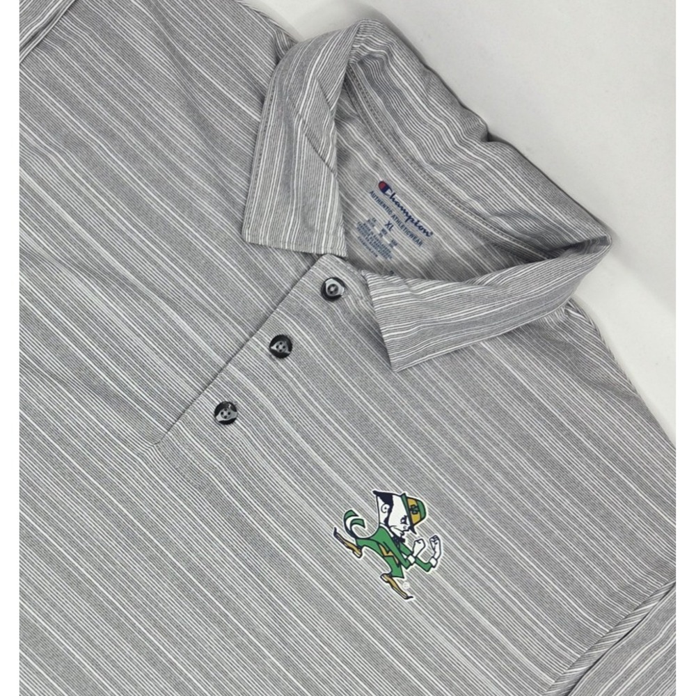 Notre Dame Fighting Irish Polo Shirt Mens XL Gray NCAA Football Champion